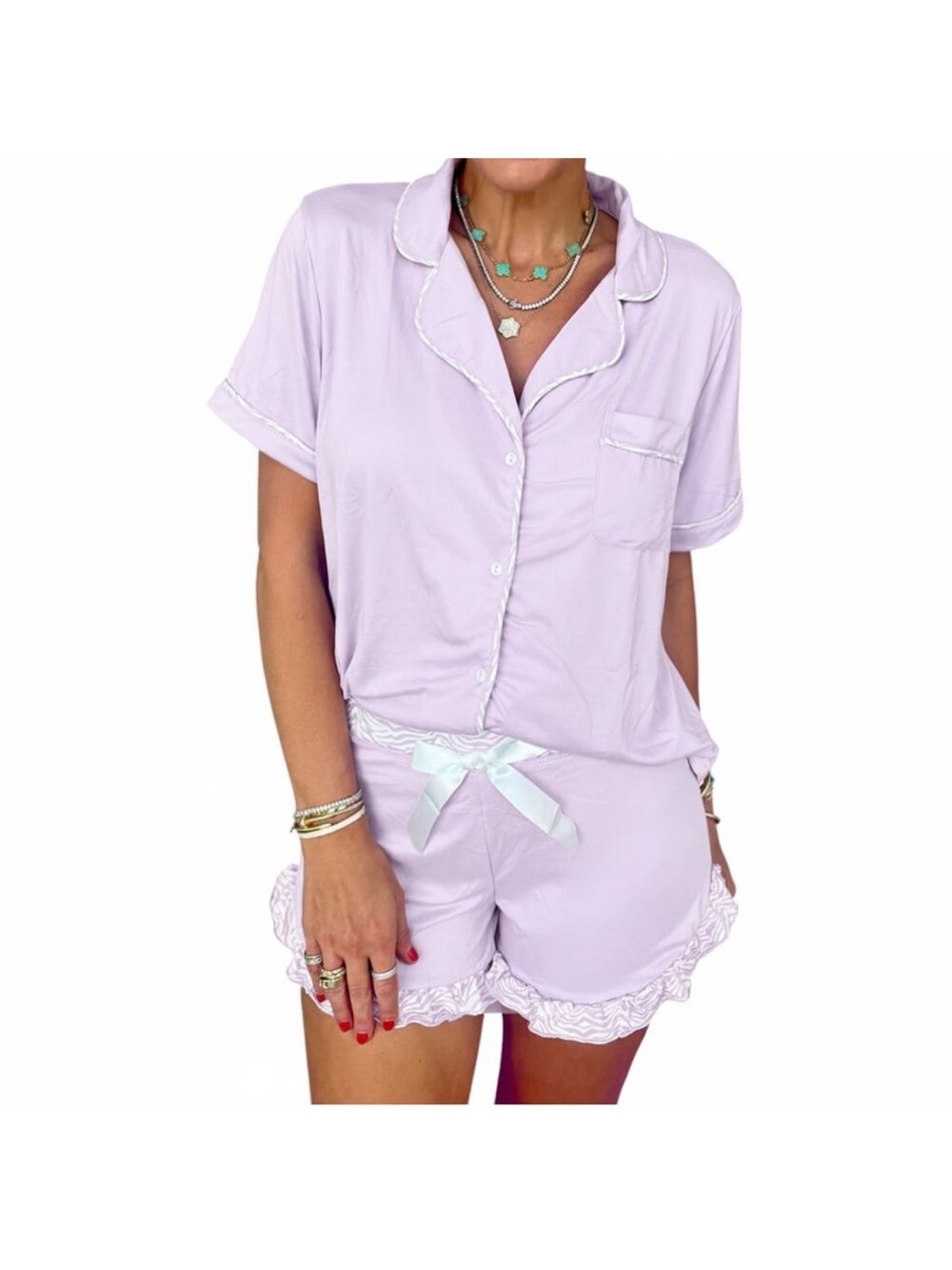 Jordann Jammies- Lilac Ruffle Short set (XS)